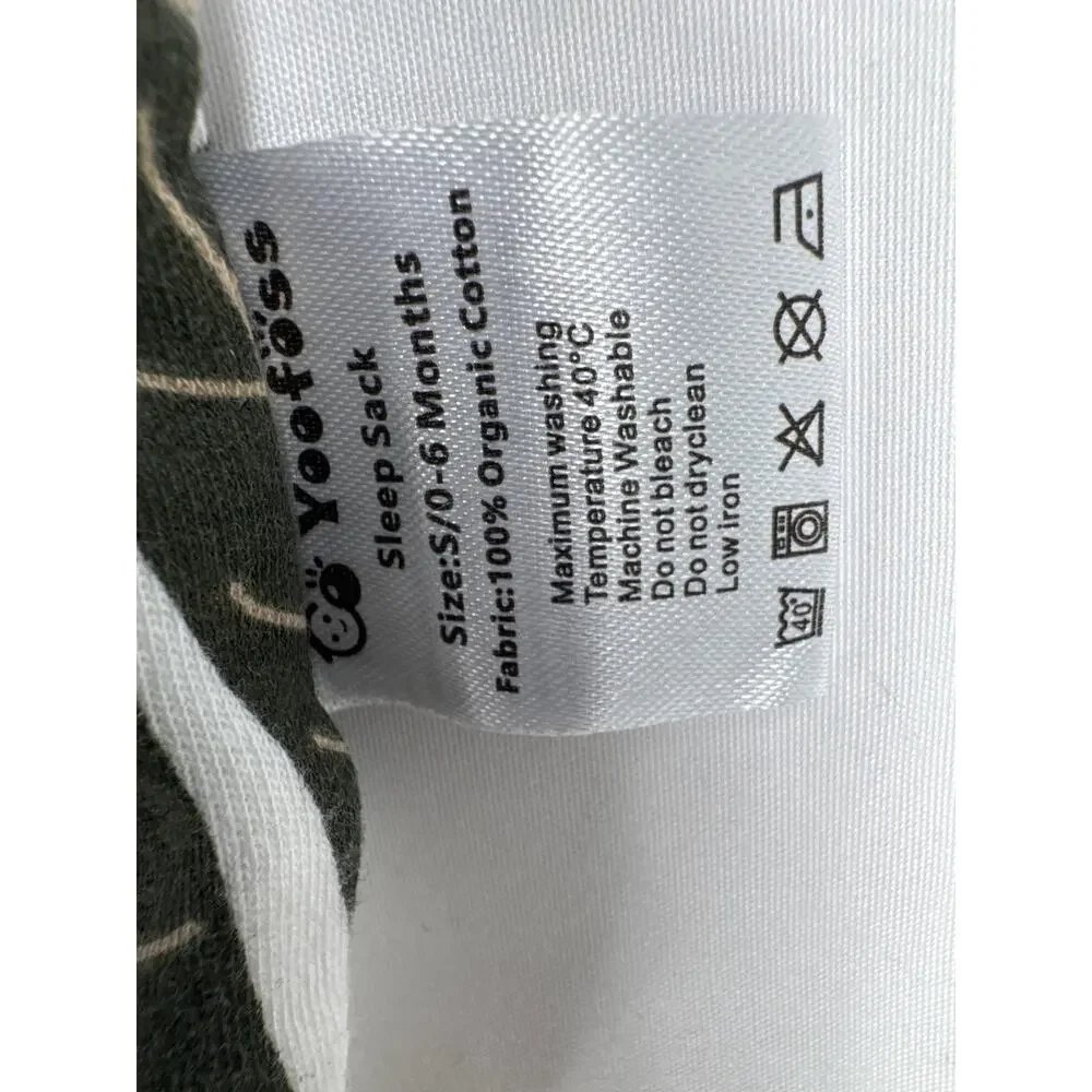 lot of 3 Yoofoss sleep sack leaves print and solid green 0-6m organic cotton